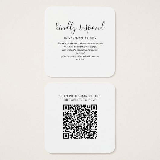 Moderne QR Code RSVP Wedding Website Kaart (Voorkant /achterkant)