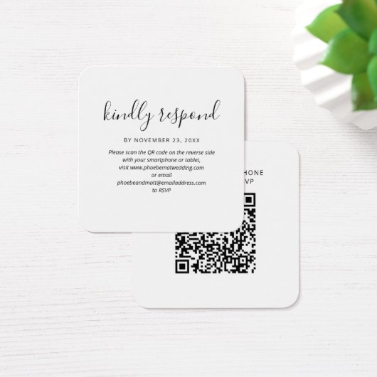 Moderne QR Code RSVP Wedding Website Kaart (Bureau)