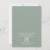Moderne QR Code Sage Green Script Botanical Weddin Kaart (Achterkant)