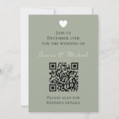 Moderne QR-code Sage Green Wedding Kaart (Voorkant)