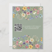 Moderne QR-code Sage Green Wildflower Wedding Kaart (Achterkant)
