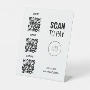 Moderne QR-code salon scannen naar betalen Reclamebord Met Voetstuk