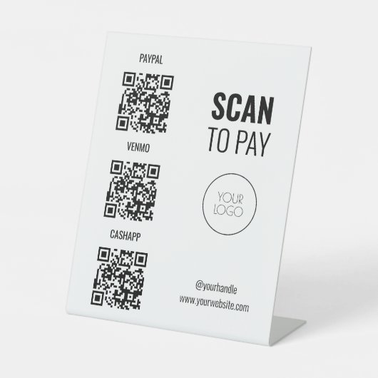 Moderne QR-code salon scannen naar betalen Reclamebord Met Voetstuk (Voorkant)