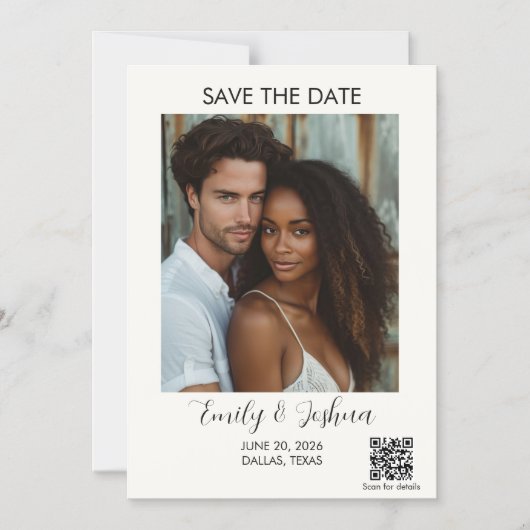 Moderne QR-code Save the Date-magneet Magnetische Uitnodiging (Voorkant)