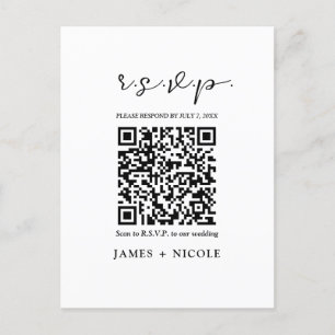 Moderne QR-code scanbare huwelijksreactie RSVP-ant Briefkaart