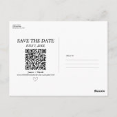 Moderne QR Code Scannable Bruiloft Bewaar de Datum Briefkaart (Achterkant)