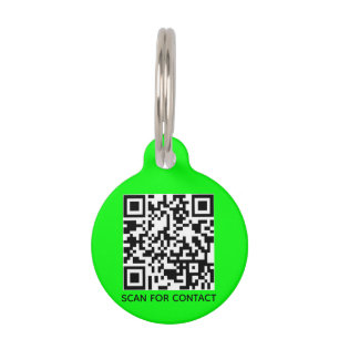 Moderne QR Code scannable contact Info neon green Huisdierpenning