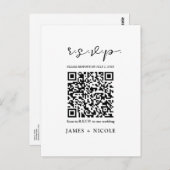 Moderne QR Code Scannable Wedding R.S.V.P. Reactie Briefkaart (Voorkant / Achterkant)