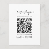 Moderne QR Code Scannable Wedding R.S.V.P. Reactie Briefkaart (Voorkant)