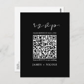 Moderne QR Code Scannable Wedding R.S.V.P. Reactie Briefkaart (Voorkant / Achterkant)