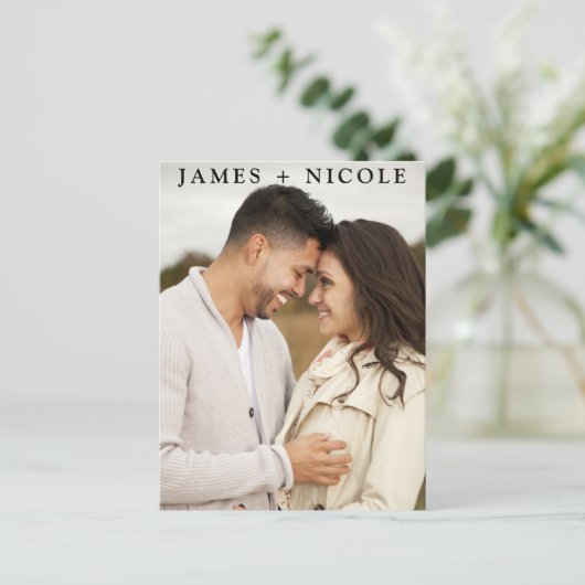 Moderne QR Code Scannable Wedding R.S.V.P. Reactie Briefkaart (Staand voorkant)