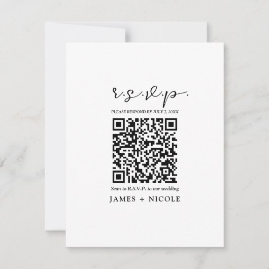 Moderne QR Code Scannable Wedding R.S.V.P. Reactie Kaart (Voorkant)