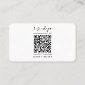 Moderne QR Code Scannable Wedding R.S.V.P. Reactie Visitekaartje (Voorkant)