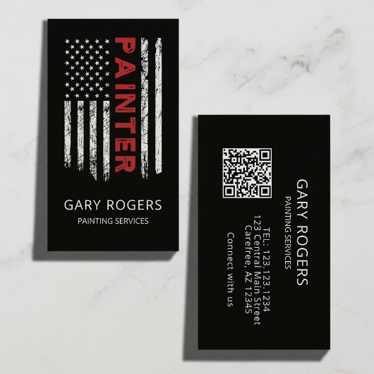 Moderne QR-code-schilder Amerikaanse vlag Visitekaartje