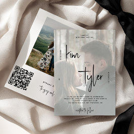 Moderne QR CODE script namen 2 foto's bruiloft Kaart