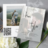 Moderne QR CODE script namen 2 foto's bruiloft Kaart