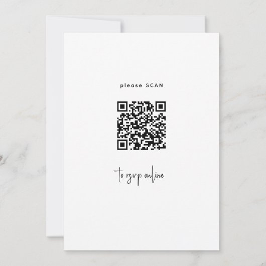 Moderne QR CODE script namen foto bruiloft Kaart (Achterkant)