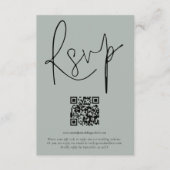 Moderne QR Code Script Weddenschap Light Sage RSVP Kaart (Voorkant)