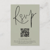 Moderne QR Code Script Weddenschap Zacht Sage RSVP Kaart (Voorkant)