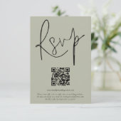 Moderne QR Code Script Weddenschap Zacht Sage RSVP Kaart (Staand voorkant)
