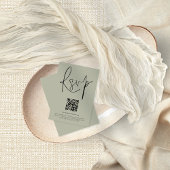Moderne QR Code Script Weddenschap Zacht Sage RSVP Kaart