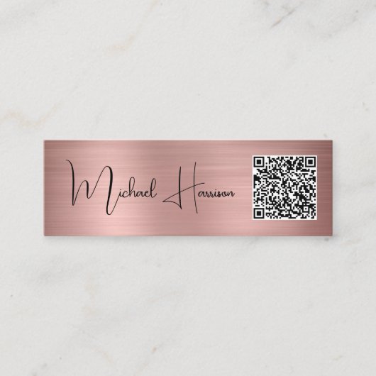 Moderne QR Code Signature Script Roos Gold Mini Visitekaartje (Voorkant)
