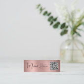 Moderne QR Code Signature Script Roos Gold Mini Visitekaartje (Staand voorkant)