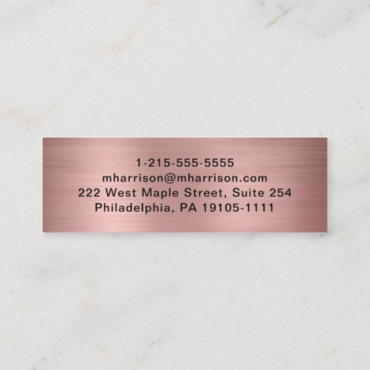 Moderne QR Code Signature Script Roos Gold Mini Visitekaartje (Achterkant)