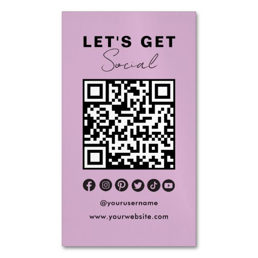 Moderne QR Code Social Media Verbind met ons Magnetisch Visitekaartje (Voorkant Verticaal)