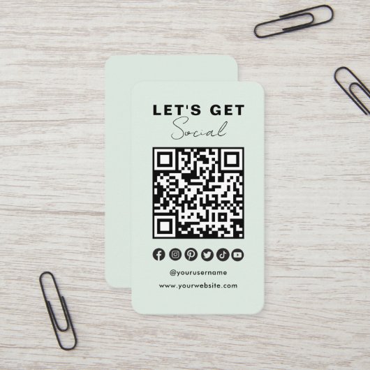 Moderne QR Code Social Media Verbind met ons Visitekaartje (Voorkant / Achterkant in situ)