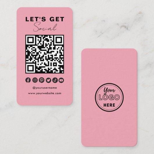 Moderne QR Code Social Media Verbind met ons Visitekaartje (Voorkant / Achterkant)