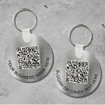 Moderne QR-code - speciale zilver Sleutelhanger<br><div class="desc">Moderne en eenvoudige promotionele sleutelhanger voor uw bedrijf of organisatie met een geborstelde zilveren faux metalen achtergrond. Voeg uw QR code of logo en twee lijnen van aangepaste teksten,  zoals uw bedrijfsnaam,  slogan,  dank u,  enz. toe.</div>