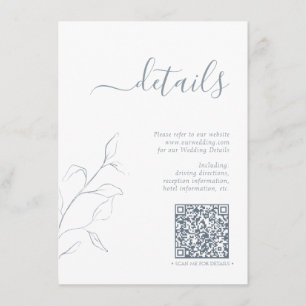 Moderne QR-code - Stusty Blue Wedding - Gegevens Informatiekaartje