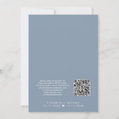 Moderne QR-code Stusty Blue Wedding Reception Kaart (Achterkant)