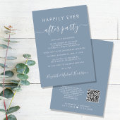 Moderne QR-code Stusty Blue Wedding Reception Kaart