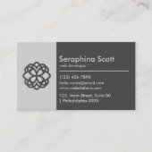 Moderne QR Code Tech Savvy Slank Zwart Grijs Schoo Visitekaartje (Voorkant)