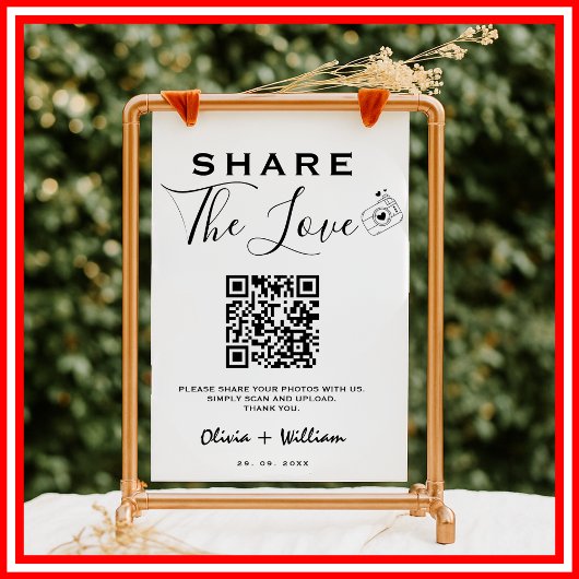Moderne QR-code | Trouwbord Share The Love Poster