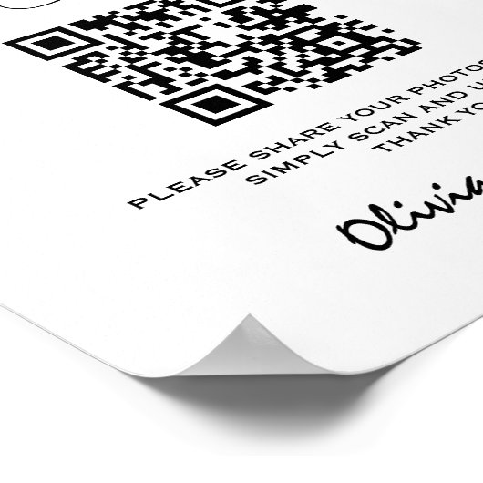 Moderne QR-code | Trouwbord Share The Love Poster (Hoek)