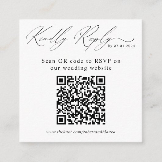 Moderne QR-code trouwwebsite RSVP-kaart Informatiekaartje (Voorkant)