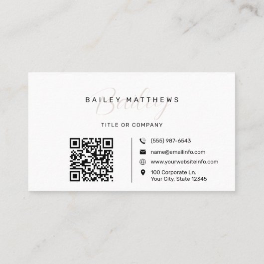 Moderne QR Code van het Manuscript van de Calligra Visitekaartje (Achterkant)