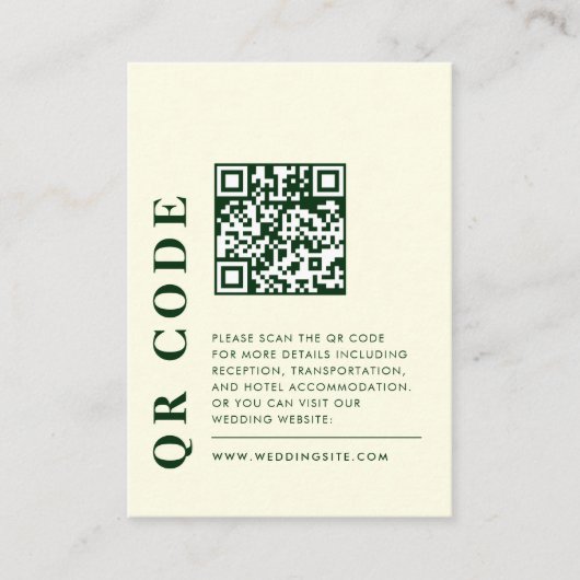 Moderne QR-code van witte bruiloft Details Foto Informatiekaartje (Voorkant)