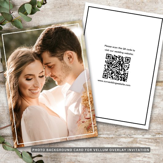 Moderne QR-code Vellum Overlay Achtergrondfoto Save The Date