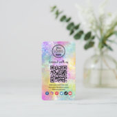 Moderne QR-code verbindt met ons Holo Opal Stijlvo Informatiekaartje (Staand voorkant)