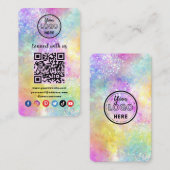 Moderne QR-code verbindt met ons Holo Opal Stijlvo Informatiekaartje (Voorkant / Achterkant)