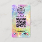 Moderne QR-code verbindt met ons Holo Opal Stijlvo Informatiekaartje (Voorkant)