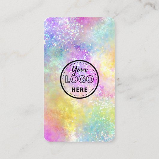 Moderne QR-code verbindt met ons Holo Opal Stijlvo Informatiekaartje (Achterkant)