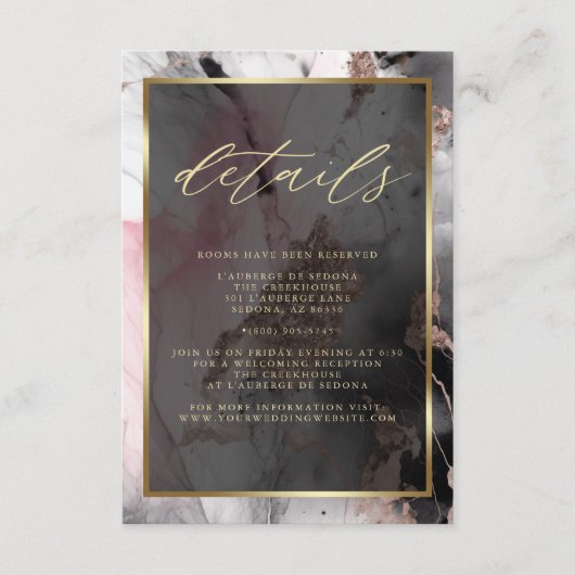 Moderne QR Code Verf Abstract Roos Houtskool Goud Informatiekaartje (Voorkant)