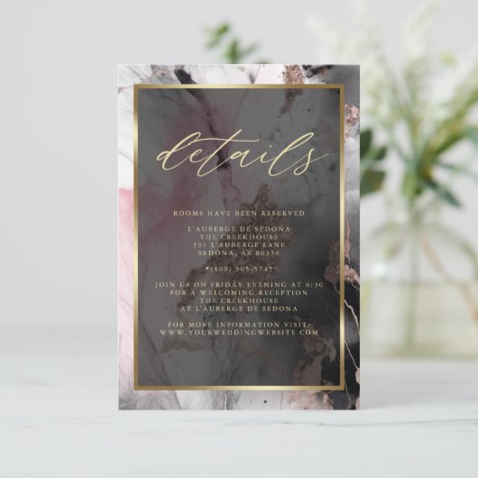 Moderne QR Code Verf Abstract Roos Houtskool Goud Informatiekaartje (Staand voorkant)