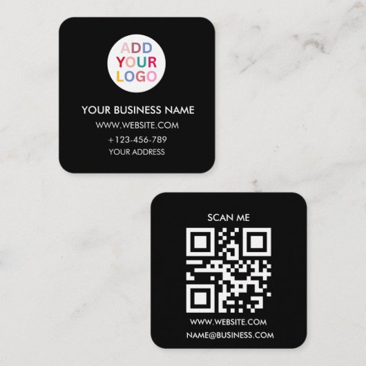 Moderne QR-code vierkante visitekaart met aangepas Visitekaartje (Voorkant / Achterkant)
