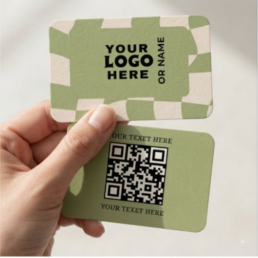 Moderne QR-code-visitekaart | Minimaal Groen Ch Visitekaartje